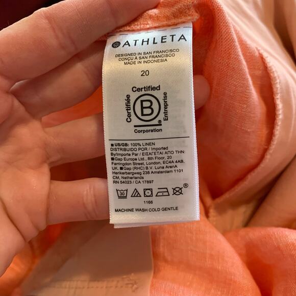 NWOT Athleta peach 100% linen Cabo 4” shorts - Picture 6 of 8